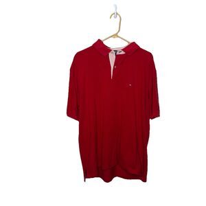 Tommy Hilfiger Red Striped Accent Polo Shirt Size XL Mens Cotton Preppy  Classic
